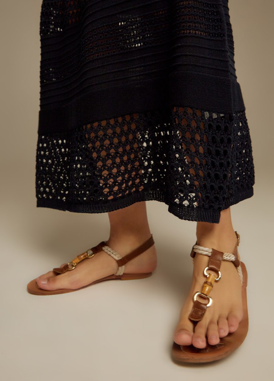 DRESS BLUE long summer openwork dress made of 100% cotton with V-neck sleeveless 4074-Ready to Wear_Dresses_2