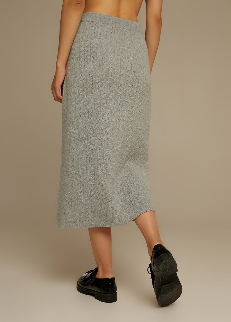 SKIRT LIGHT GREY midi with braids made of wool 4078-Collections_Fall-Winter_3