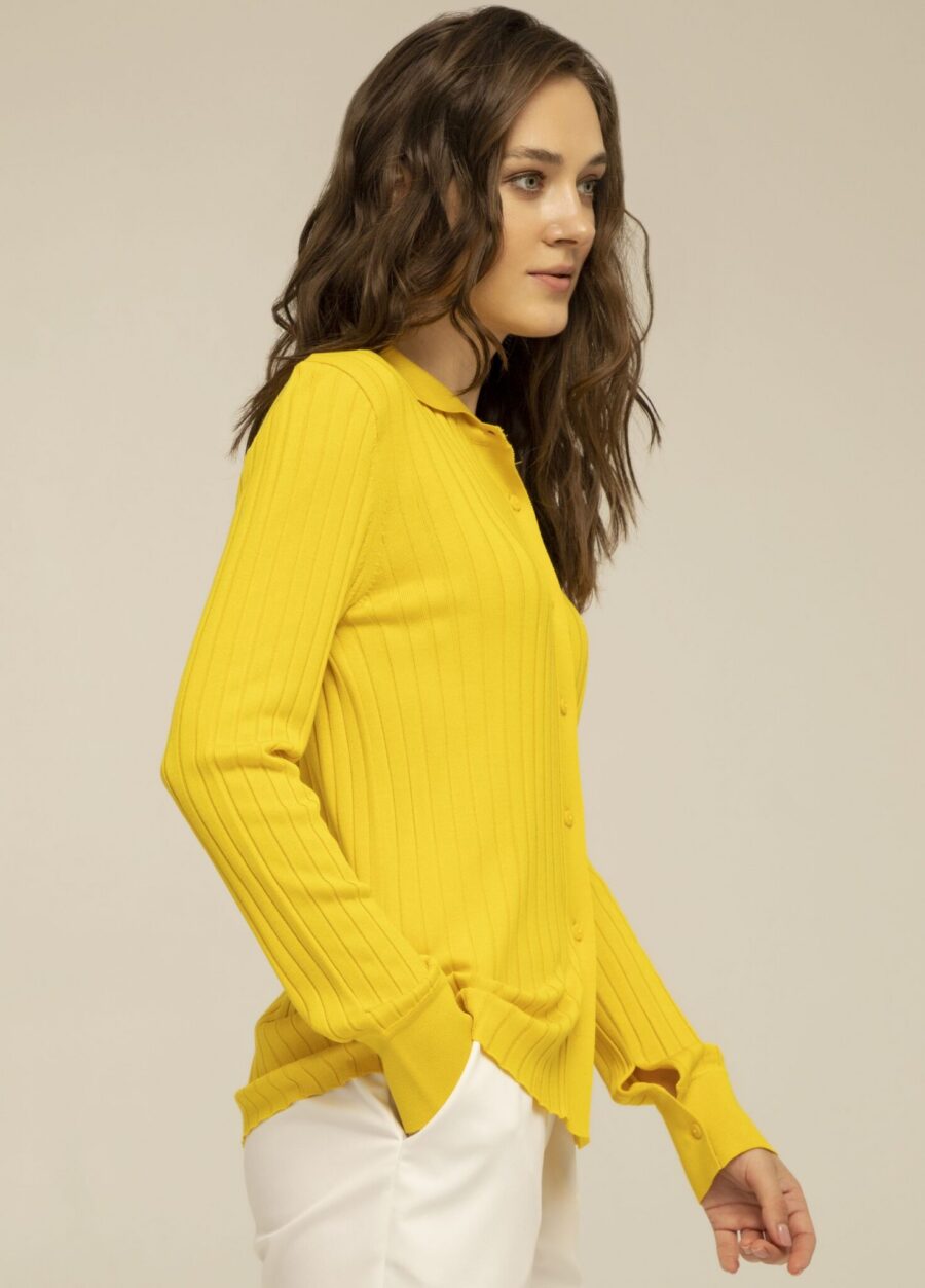 JUMPER YELLOW viscose polo with ribbing 1029-Collections_Ready to Wear_2