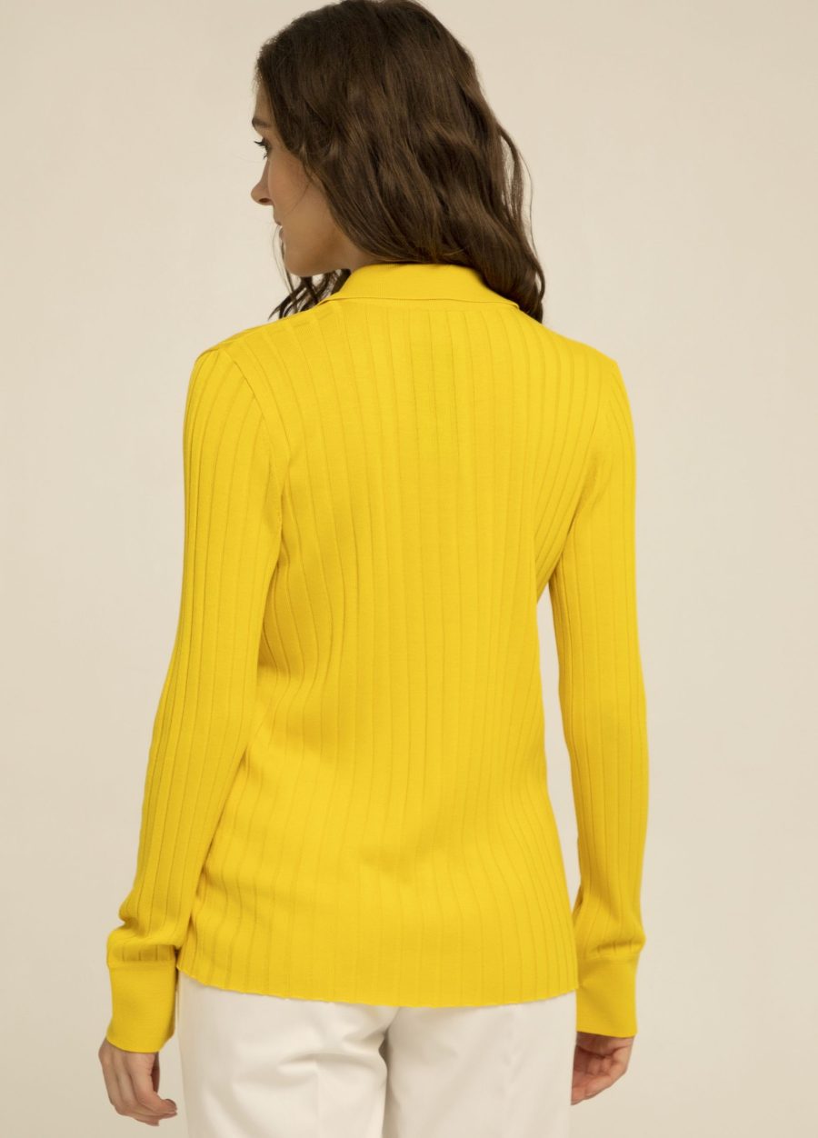JUMPER YELLOW viscose polo with ribbing 1029-Collections_Ready to Wear_3