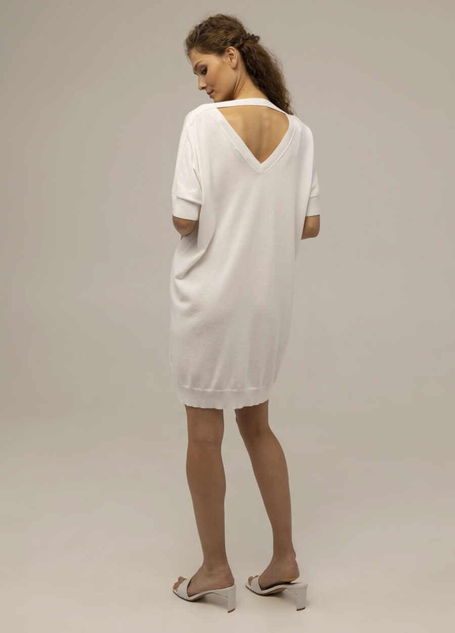 DRESS WHITE summer made of cotton with an open back, loose fit mini 2042-Collections_Dresses_4