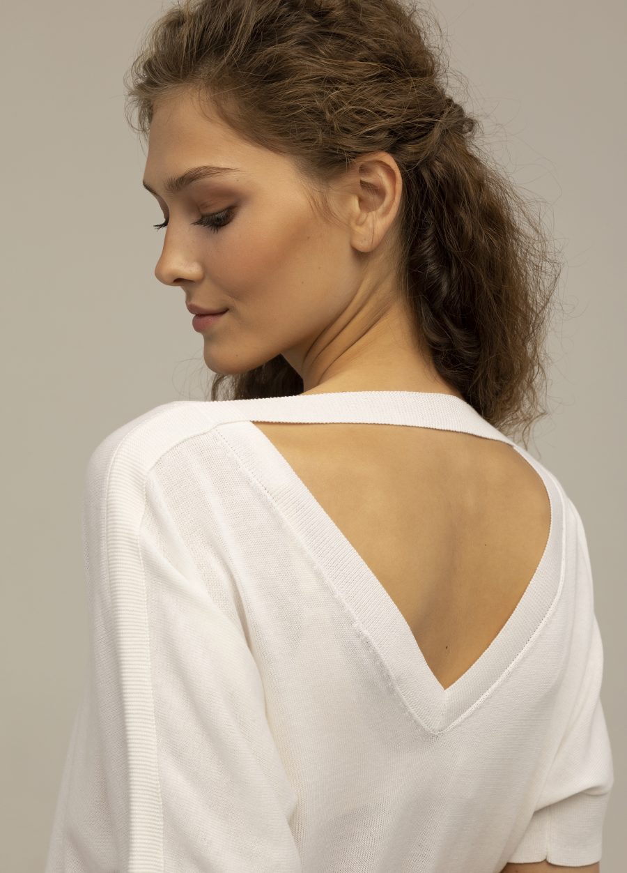 DRESS WHITE summer made of cotton with an open back, loose fit mini 2042-Collections_Dresses_2