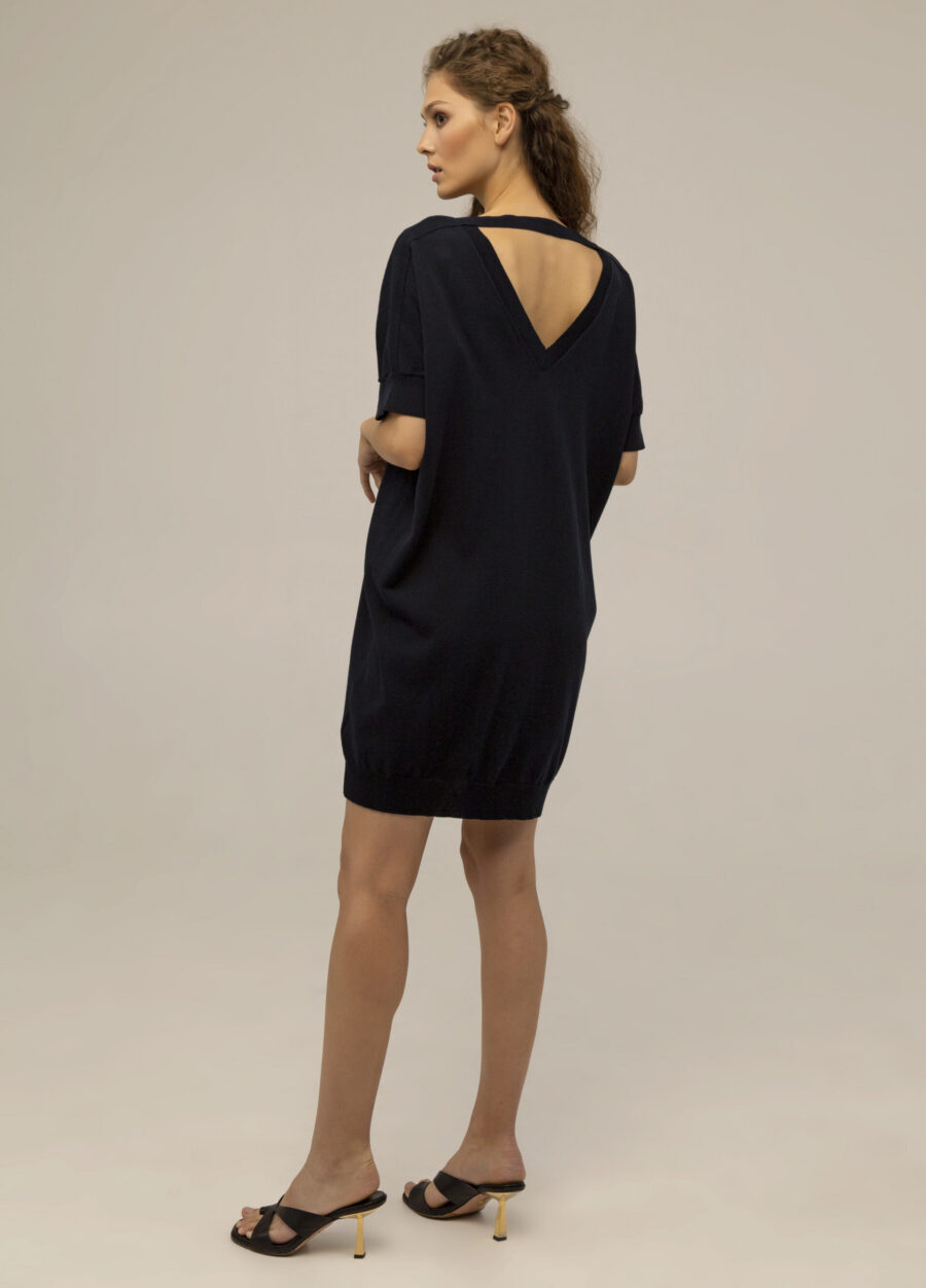 DRESS BLUE summer made of cotton with an open back, loose fit mini 2042-Collections_Dresses_4