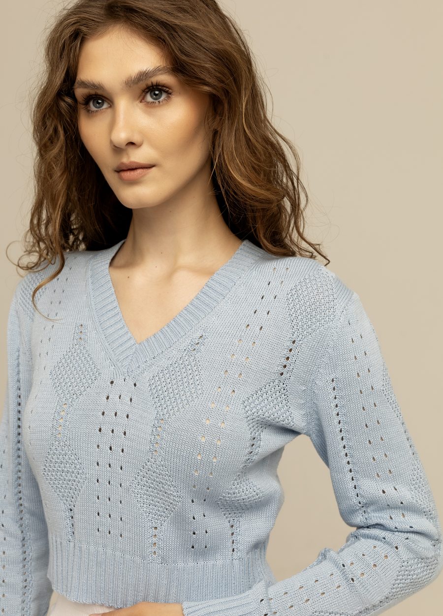 JUMPER BLUE short with V-neck 3004-Collections_Ready to Wear_2