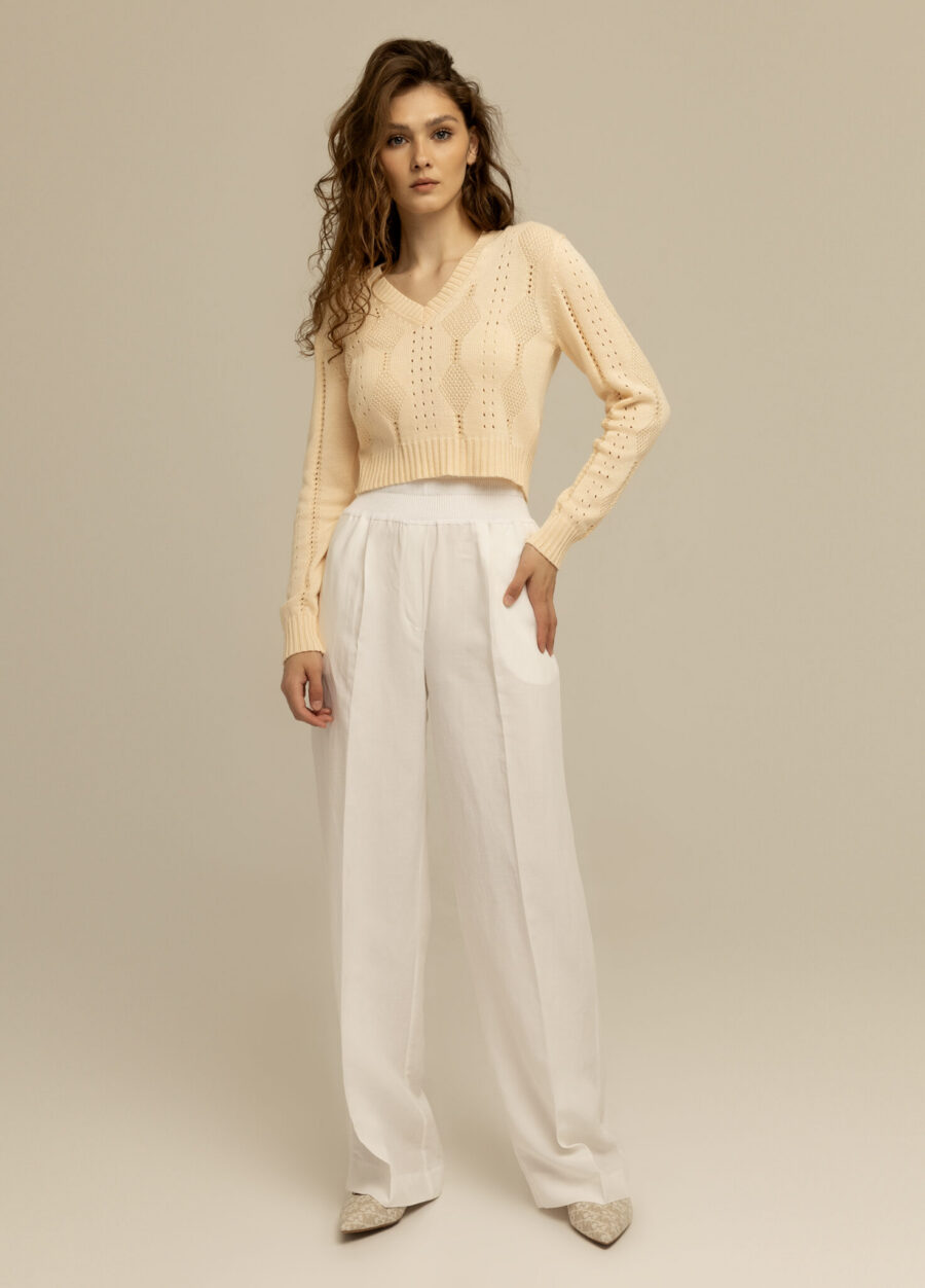 JUMPER VANILLA short with V-neck 3004-Collections_Ready to Wear_4