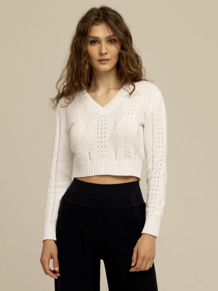 JUMPER WHITE short with V-neck 3004