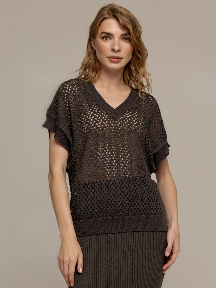 JUMPER DARK-GREY made of linen and cotton 3046