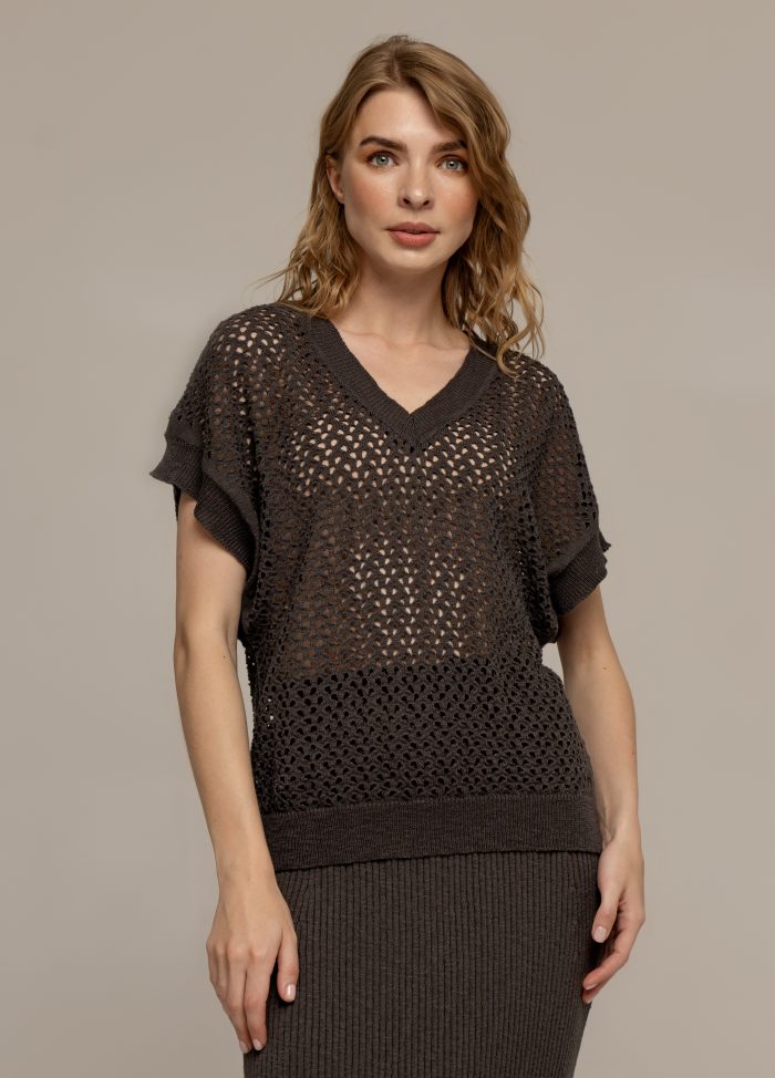 JUMPER DARK-GREY made of linen and cotton 3046