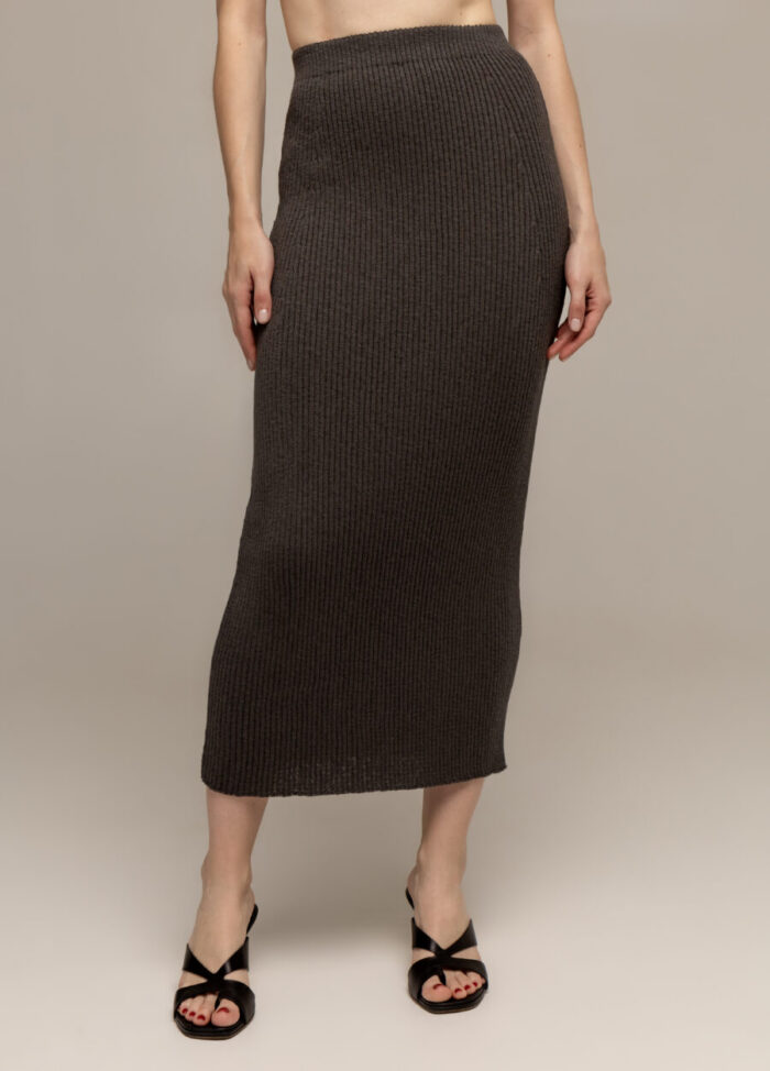 SKIRT DARK GREY pencil with linen 3069