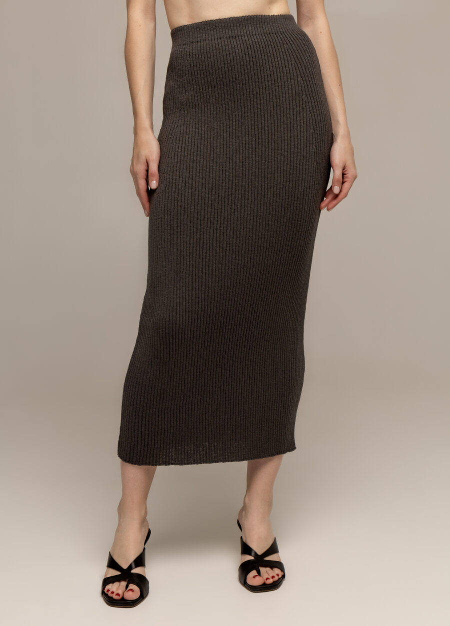 SKIRT DARK GREY pencil with linen 3069-Collections_Ready to Wear_1