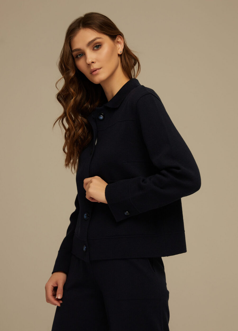 JACKET BLUE with turn-down collar 4001-Jackets & Cardigans_Ready to Wear_8