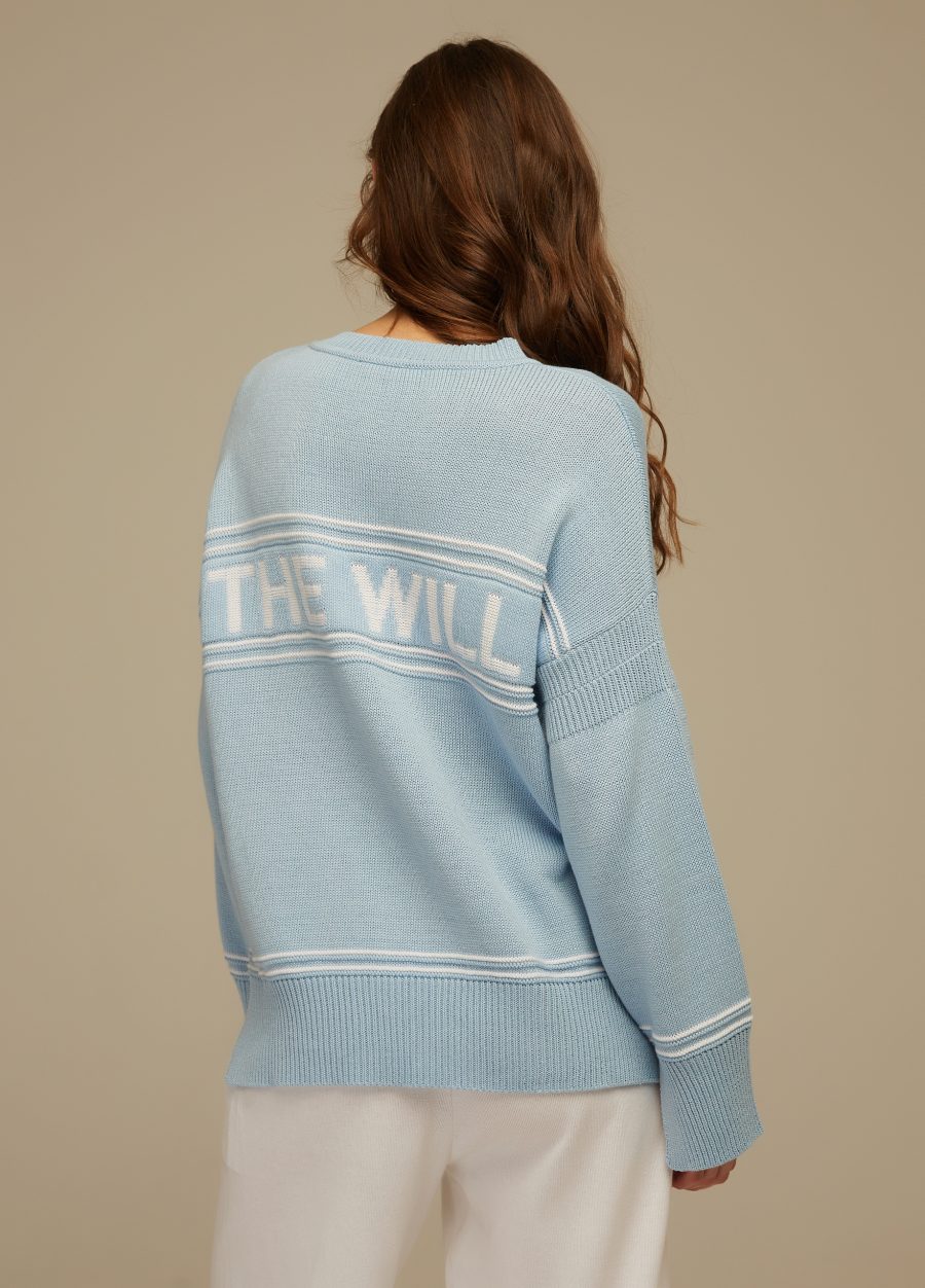 JUMPER BLUE with the inscription 