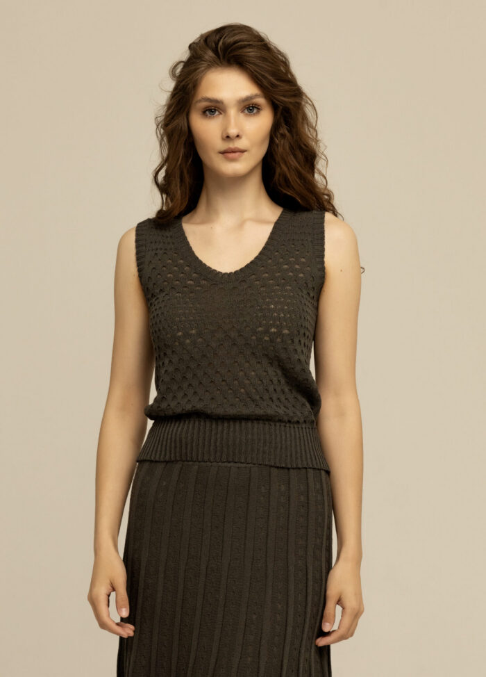 T-shirt dark gray made of linen 4041
