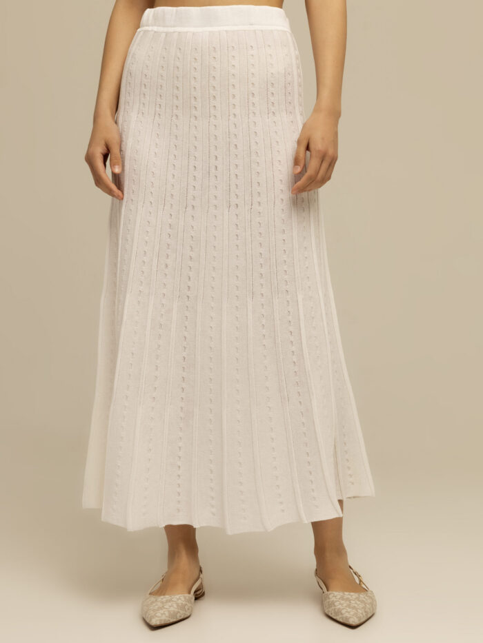 SKIRT WHITE A-line with linen 4048