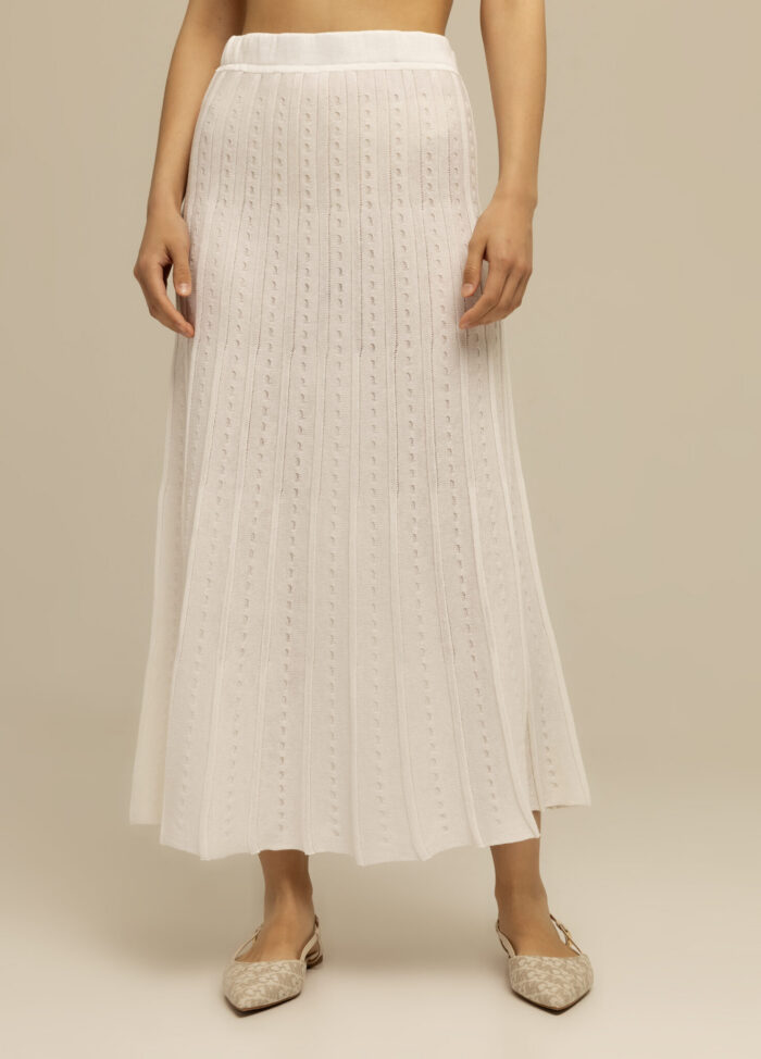 SKIRT WHITE A-line with linen 4048