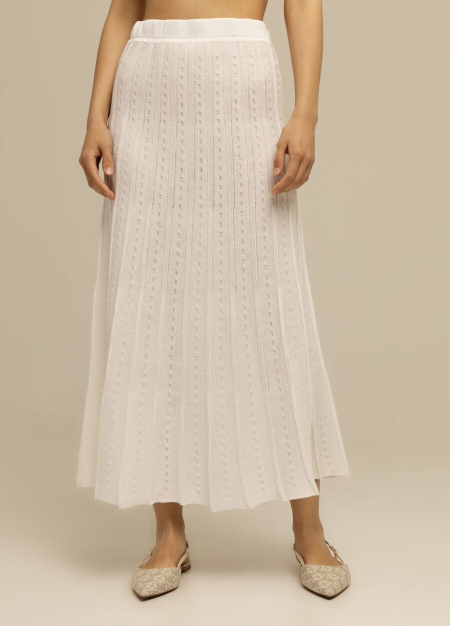 SKIRT WHITE A-line with linen 4048-Collections_Ready to Wear_1