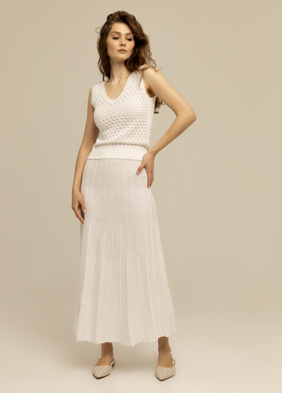 SKIRT WHITE A-line with linen 4048-Collections_Ready to Wear_4
