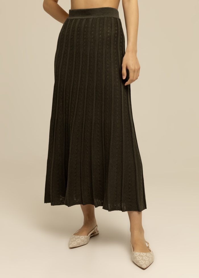 DARK gray trapeze skirt with linen 4048