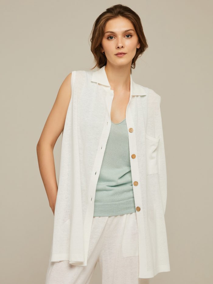 VEST WHITE with linen 4051