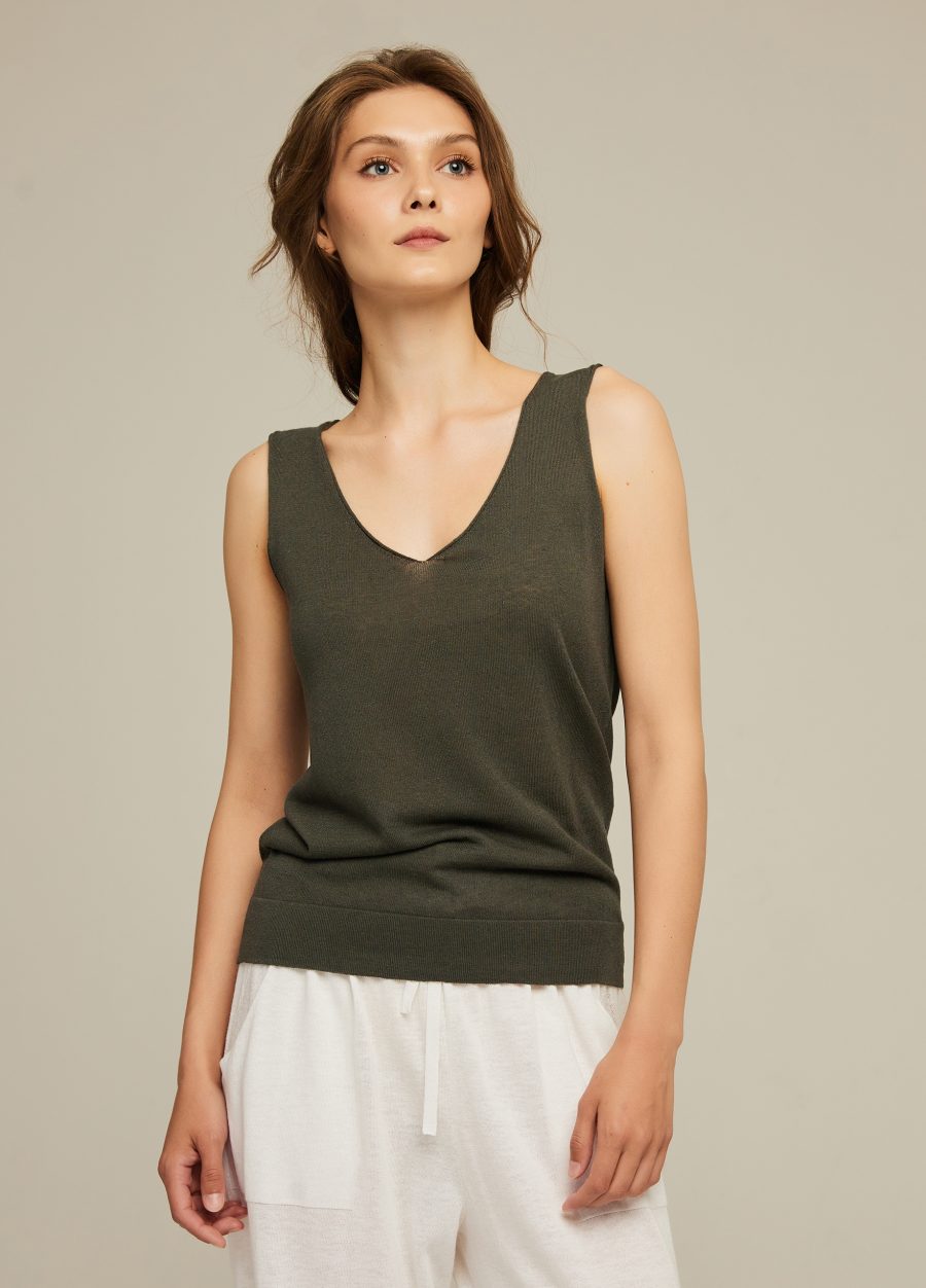 T-shirt DARK gray with linen 4052-Collections_Ready to Wear_1