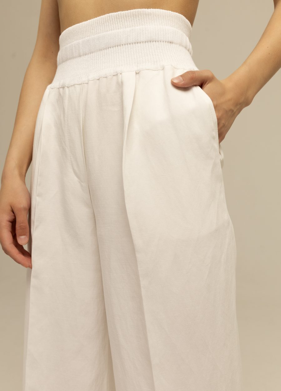 PANTS WHITE linen high rise, straight with arrows 4061-Collections_Ready to Wear_2