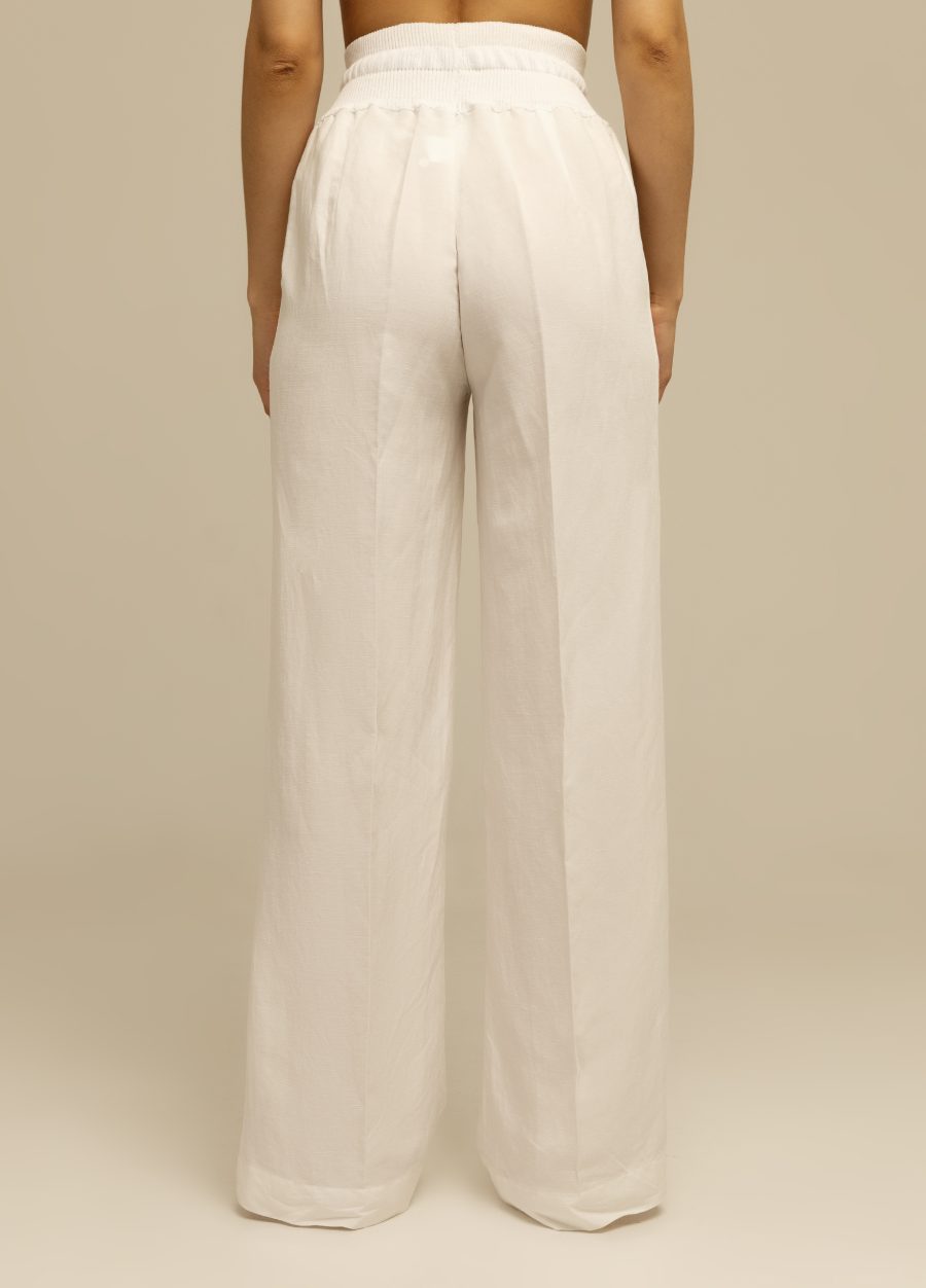 PANTS WHITE linen high rise, straight with arrows 4061-Collections_Ready to Wear_4