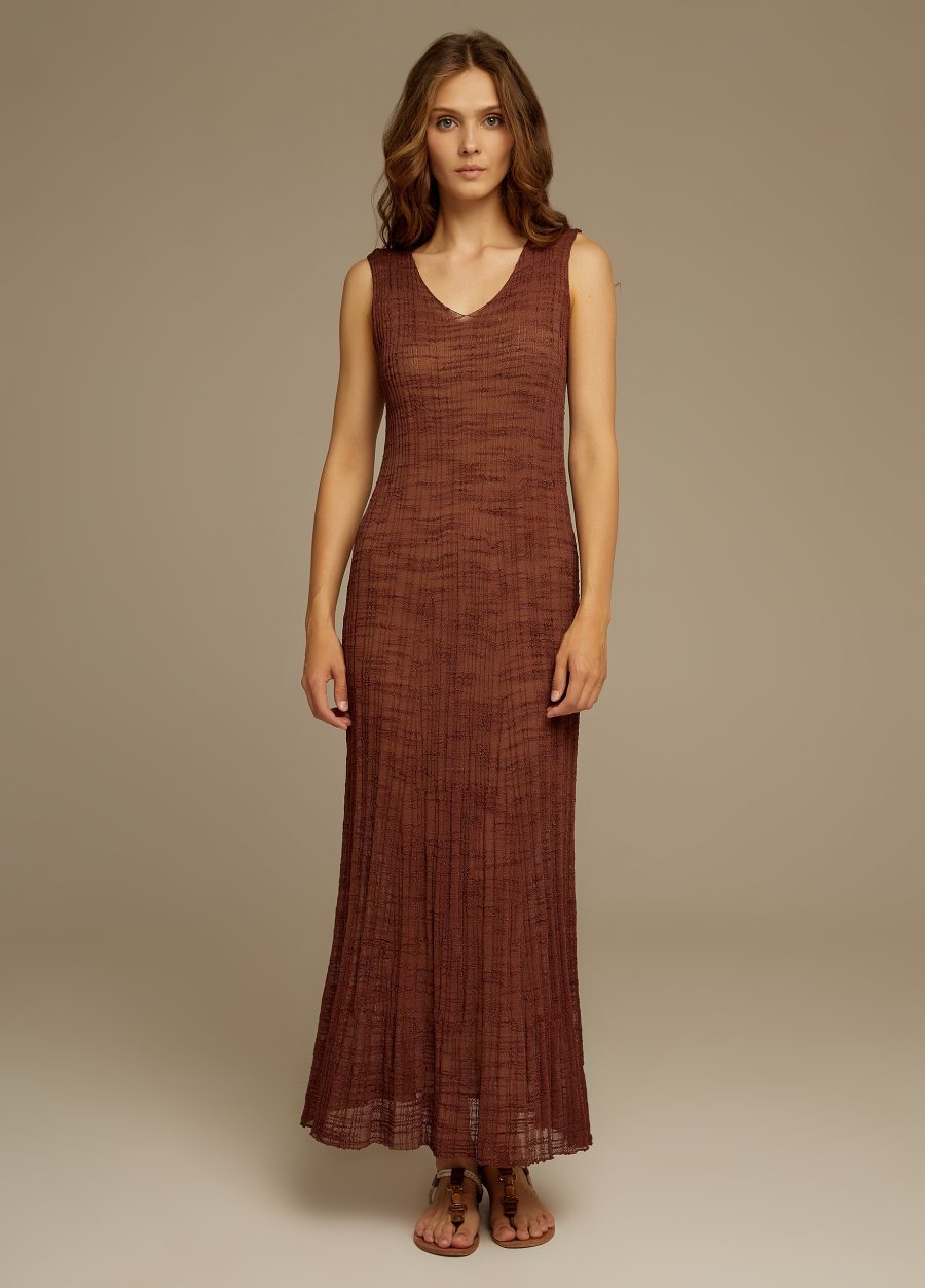 DRESS WINE Long summer knitted sleeveless with V-neck 4071-Collections_Dresses_1