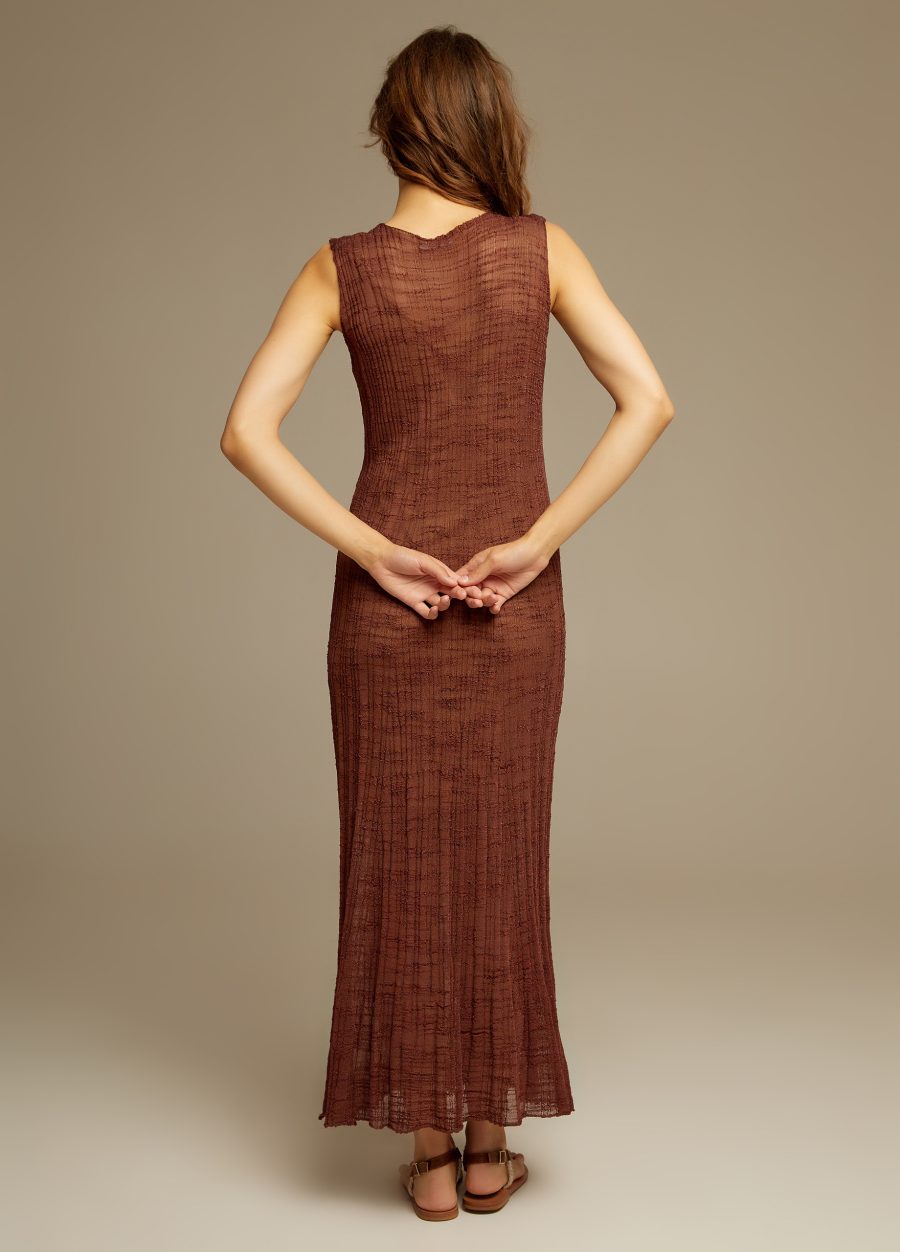 DRESS WINE Long summer knitted sleeveless with V-neck 4071-Collections_Dresses_3