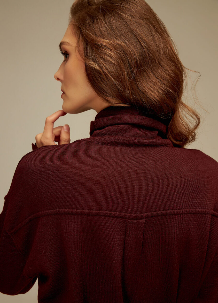 DRESS BORDO with pockets and belt 4109-Collections_Dresses_3