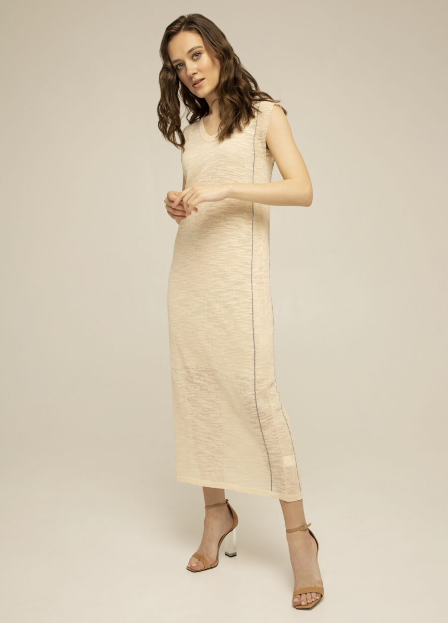 DRESS BEIGE light summer translucent midi made of cotton 9026-Collections_Dresses_3