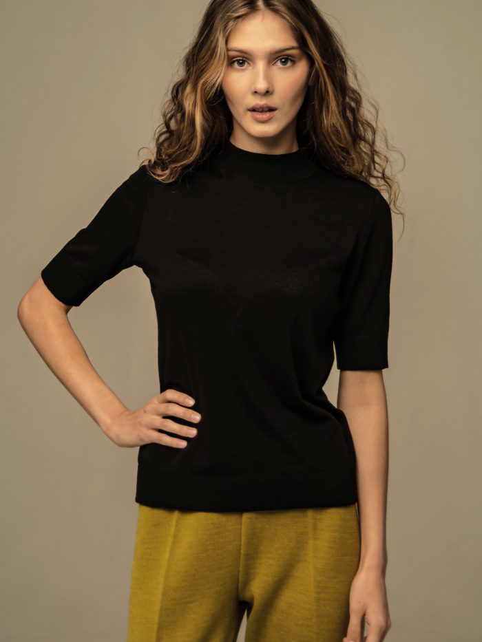 JUMPER BLACK women's short-sleeved wool 5082