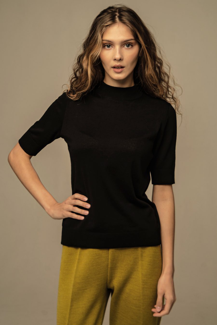 JUMPER BLACK women's short-sleeved wool 5082-Collections_Essentials_1