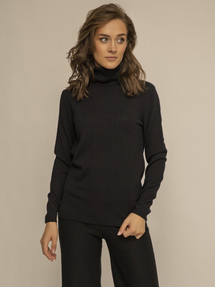 TURTLENECK BLACK 100% merino wool 1216