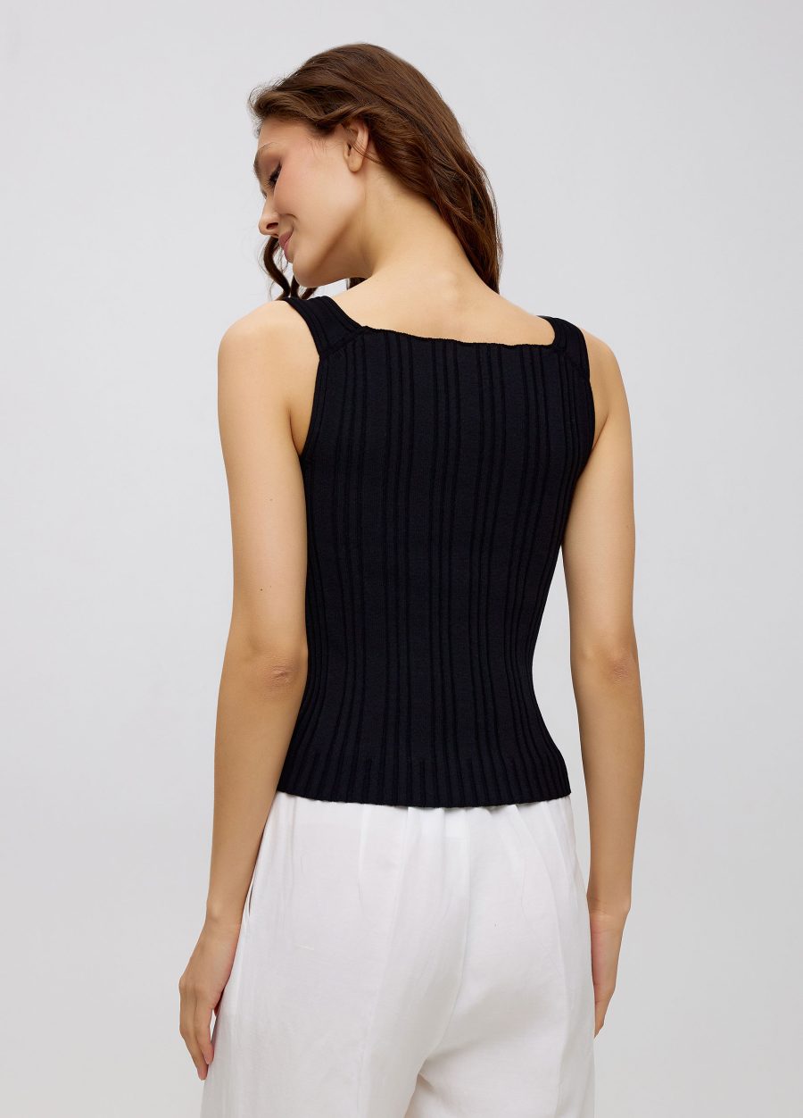 TOP BLACK T-shirt with ribbing 4025-Collections_Essentials_3
