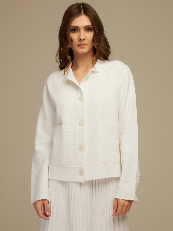 JACKET WHITE with turn-down collar 4001