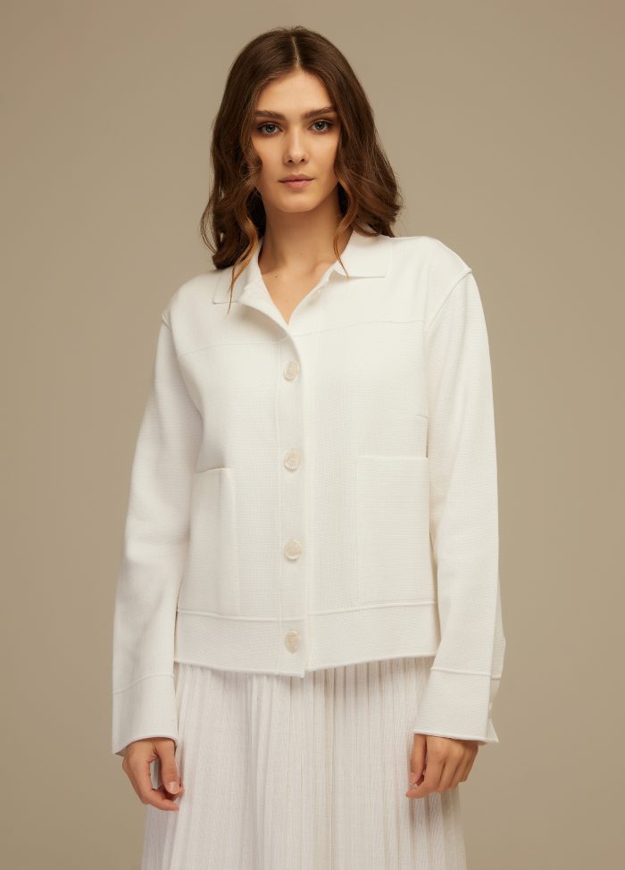 JACKET WHITE with turn-down collar 4001