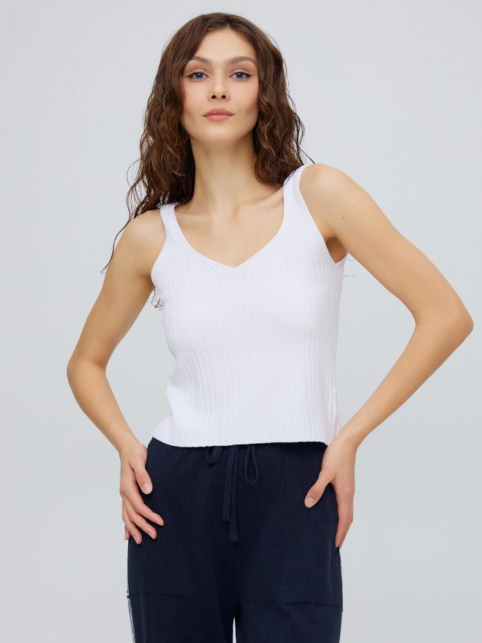 TOP WHITE ribbed T-shirt 4025