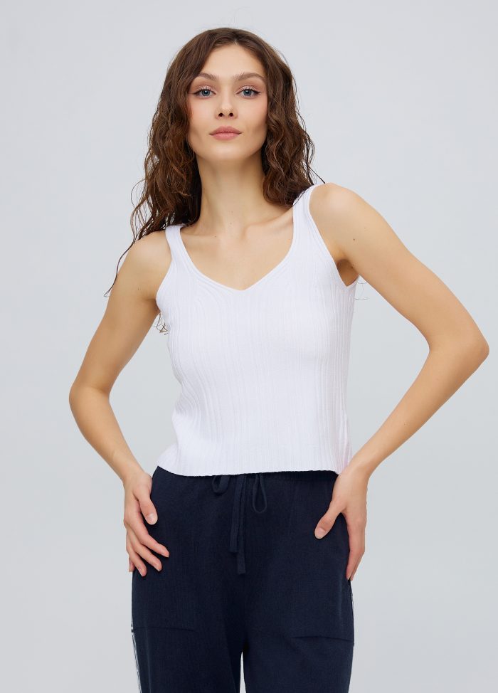 TOP WHITE ribbed T-shirt 4025