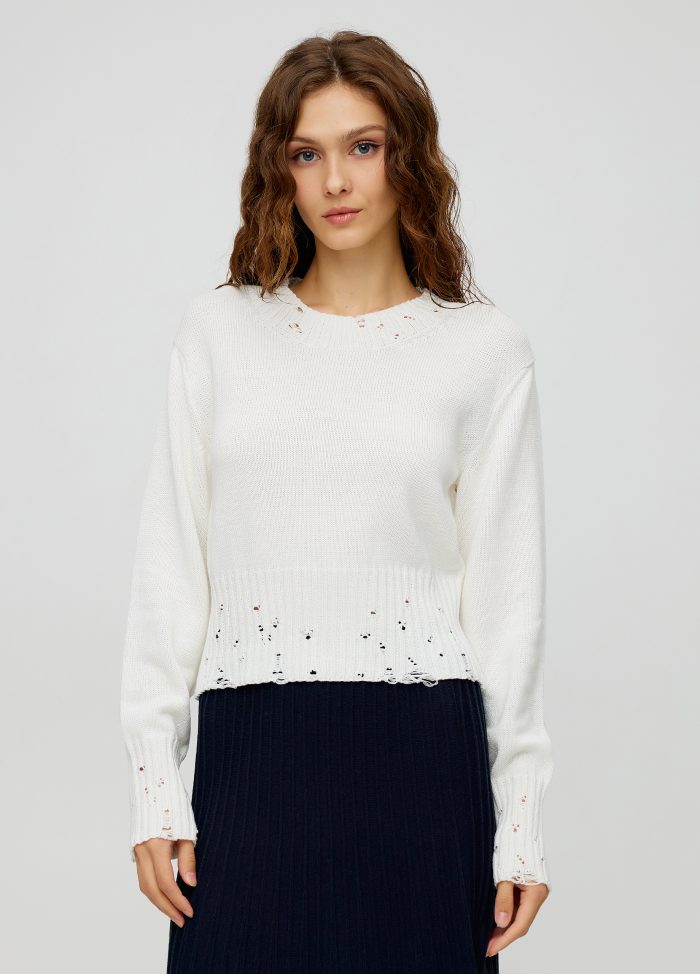 Jumper white shortened from semi-cotton 5004