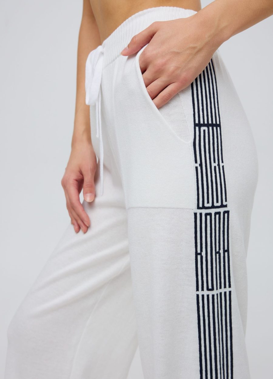 WHITE semi-cotton pants with pockets and stripes 5008-Collections_Costumes_5