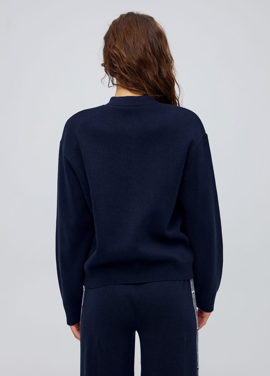 Navy blue bomber jacket with buttons 5009-Collections_Jackets & Cardigans_4