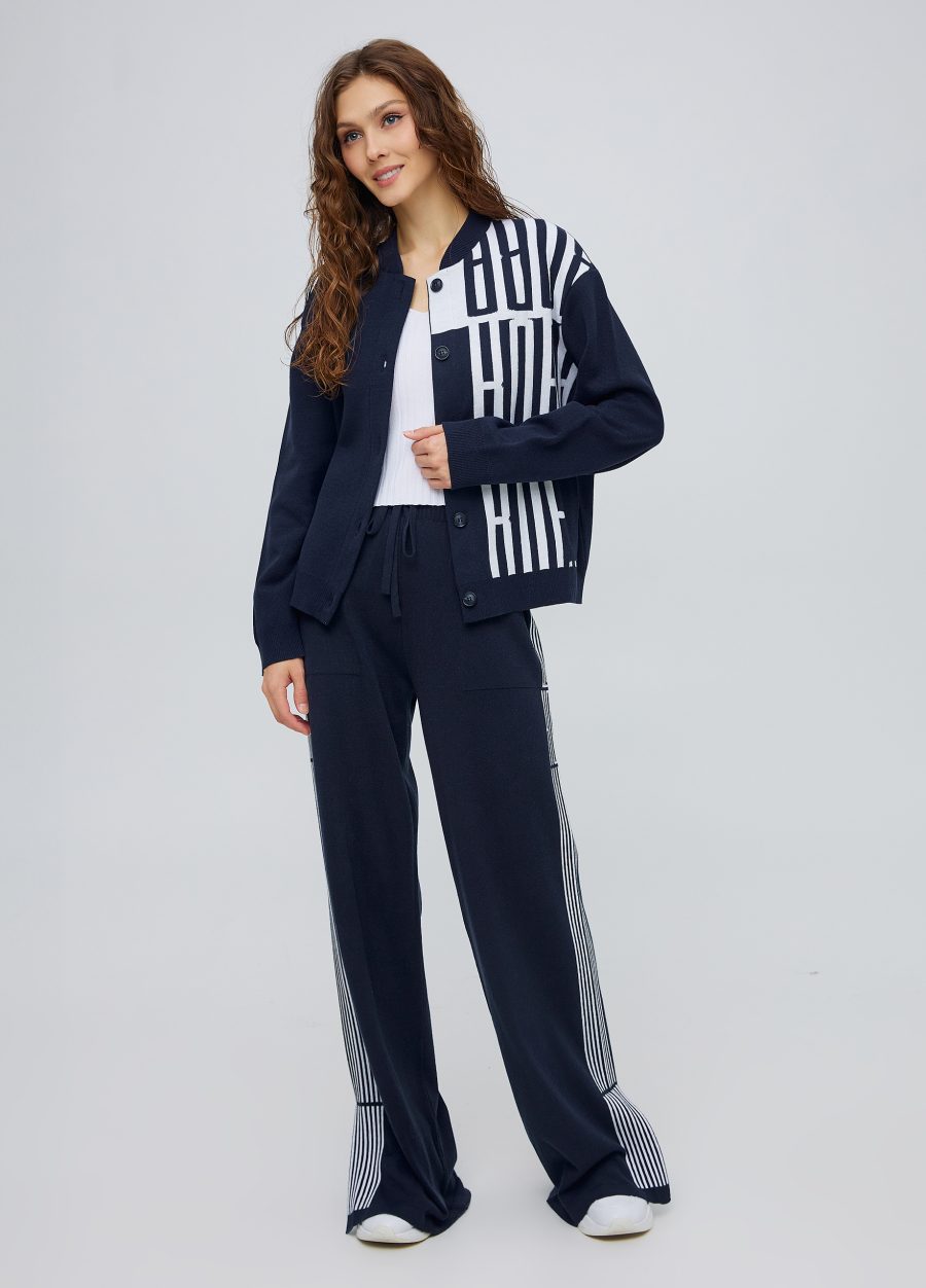 Navy blue bomber jacket with buttons 5009-Collections_Jackets & Cardigans_3
