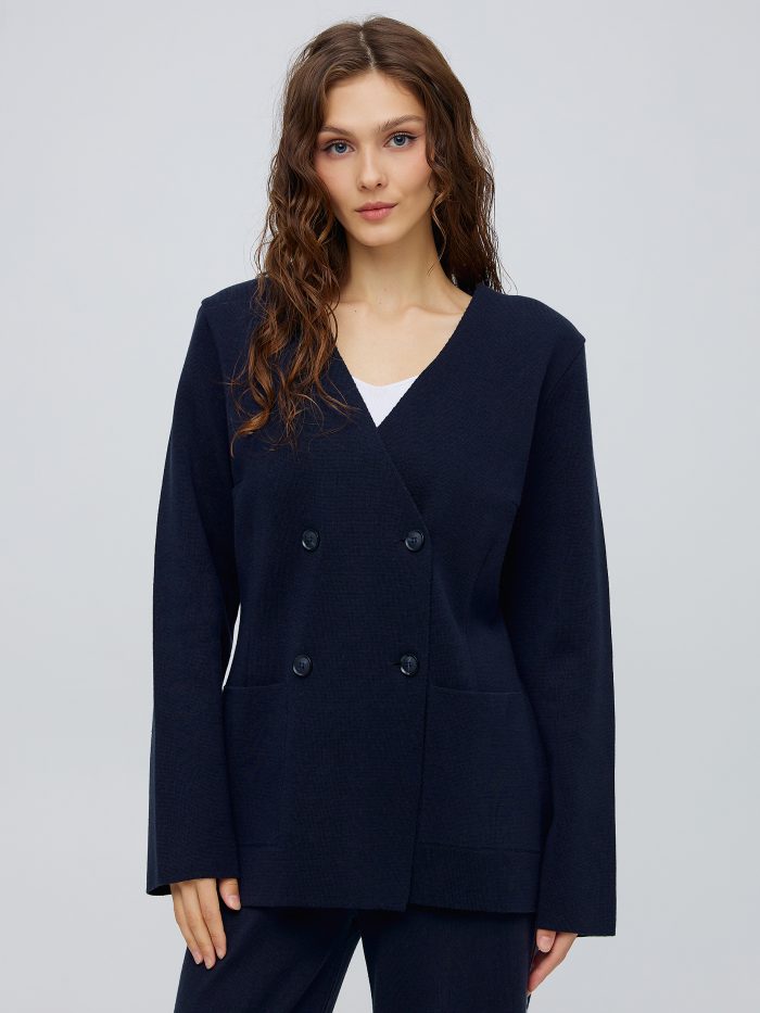 Navy blue double-breasted jacket without lining 5010