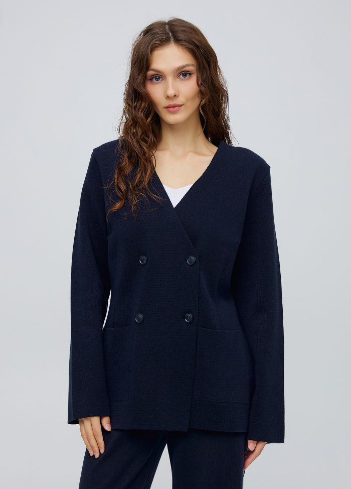 Navy blue double-breasted jacket without lining 5010