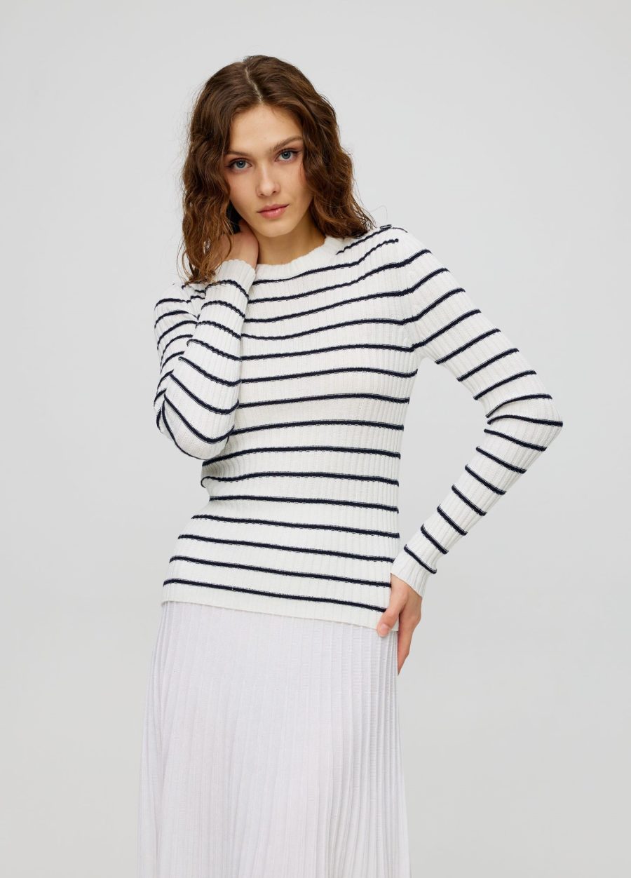 JUMPER WHITE with dark blue stripes 5018-Collections_Ready to Wear_3