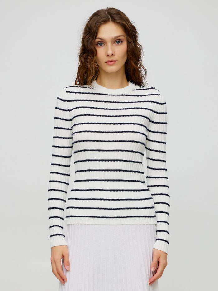 JUMPER WHITE with dark blue stripes 5018