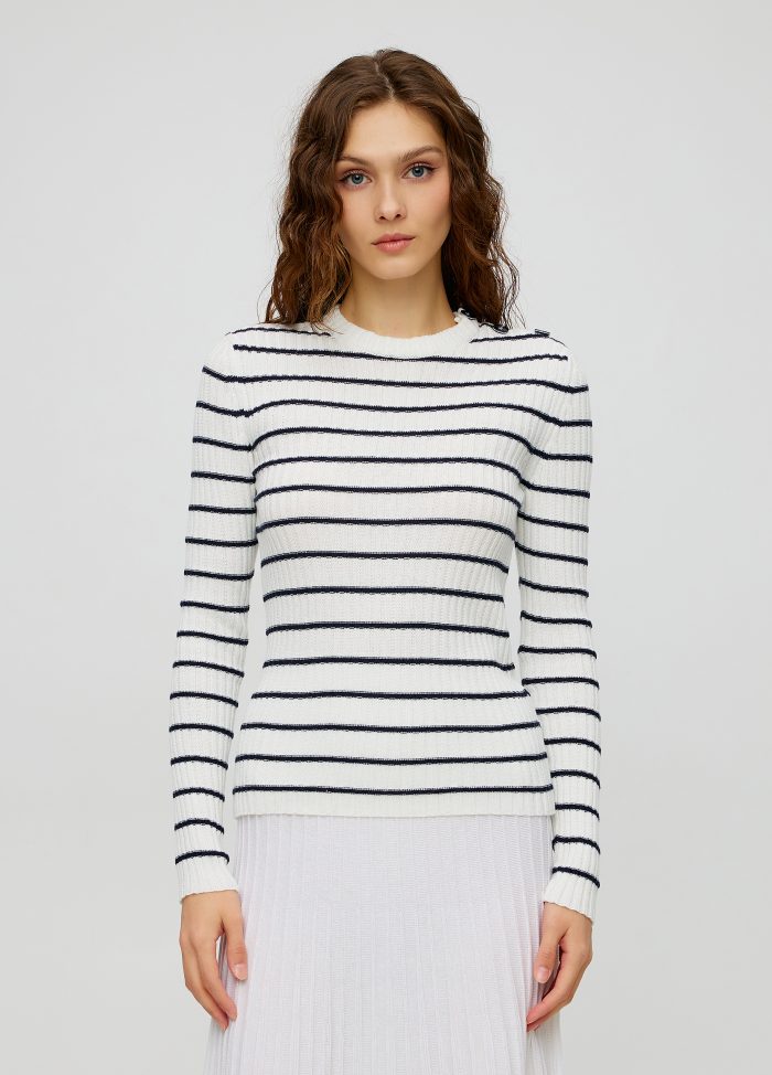 JUMPER WHITE with dark blue stripes 5018
