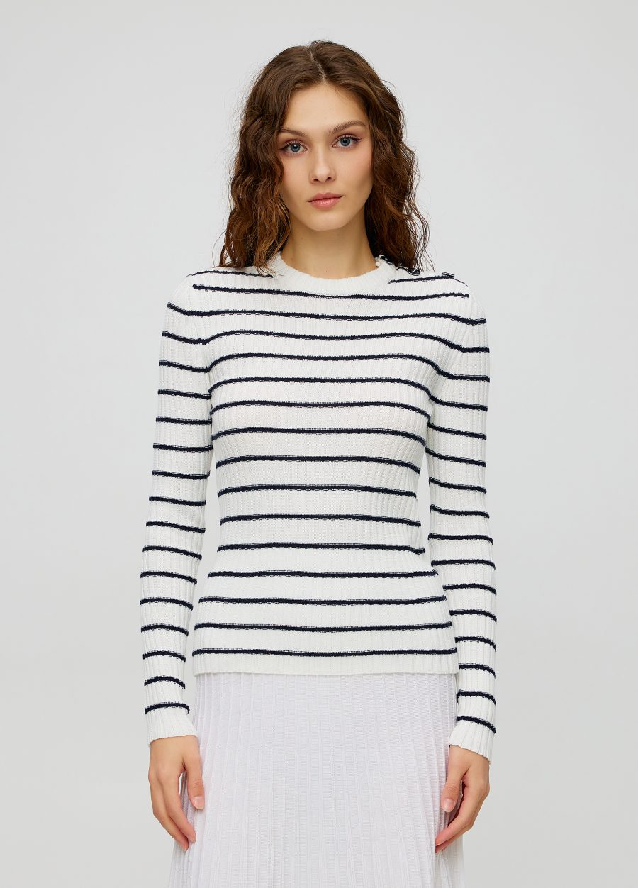 JUMPER WHITE with dark blue stripes 5018-Collections_Ready to Wear_1