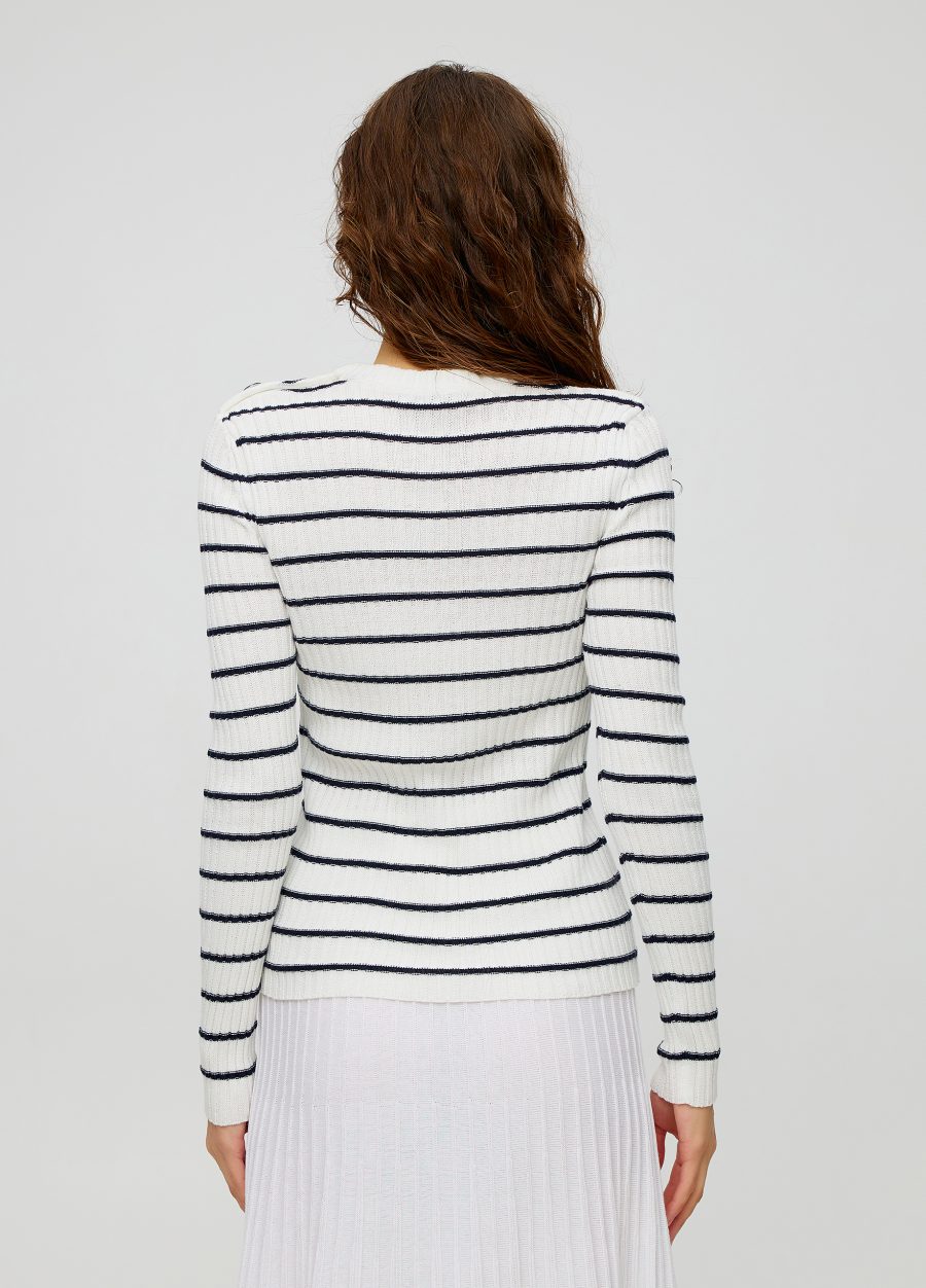 JUMPER WHITE with dark blue stripes 5018-Collections_Ready to Wear_4