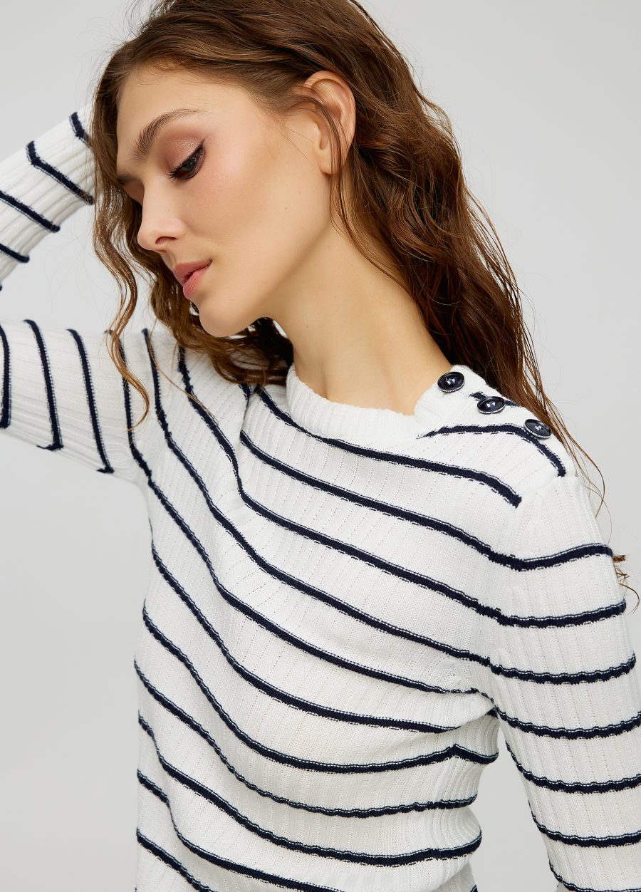 JUMPER WHITE with dark blue stripes 5018-Collections_Ready to Wear_2